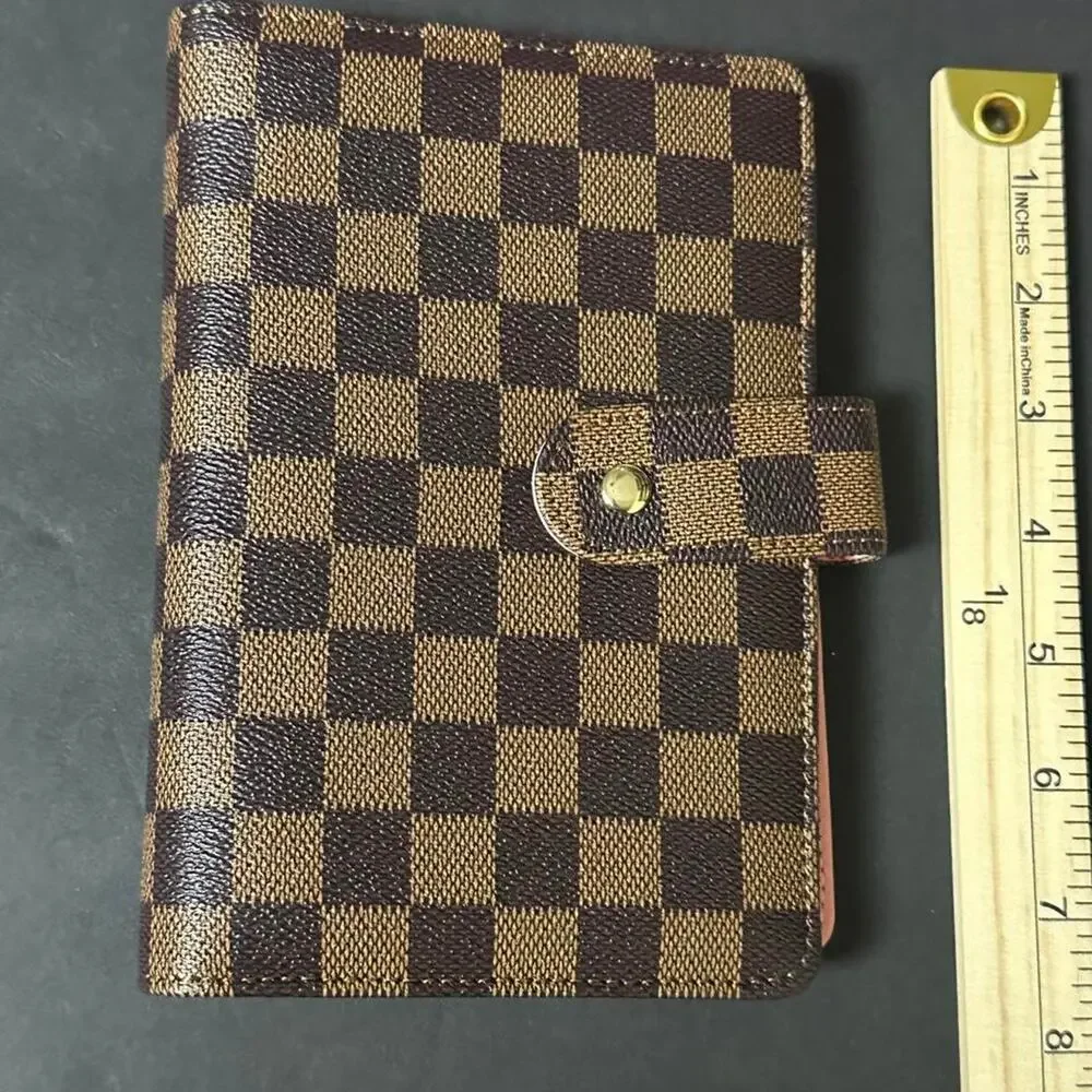 Brown and beige checkered monogram
